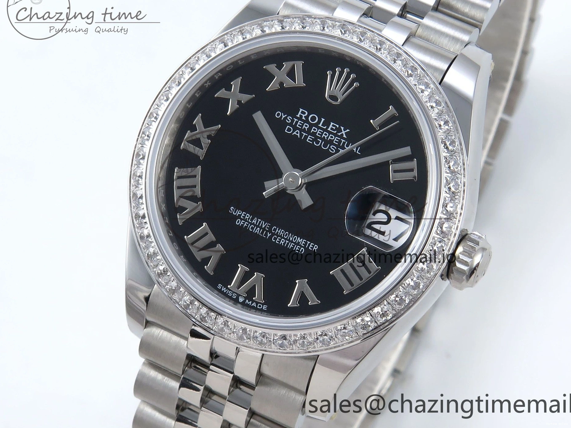 0510 DateJust 31 278384RBR ARF 1:1 Best Edition 904L Steel Black Roman Dial Diamonds Bezel on SS Jubilee Bracelet ETA SmoothTexture 449